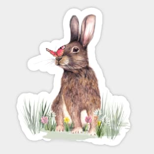 Rabbit And Butterfly Kiss Sticker